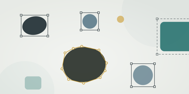 Data annotation shown as abstract shapes in bounding boxes, one outlined with a polygon for human review